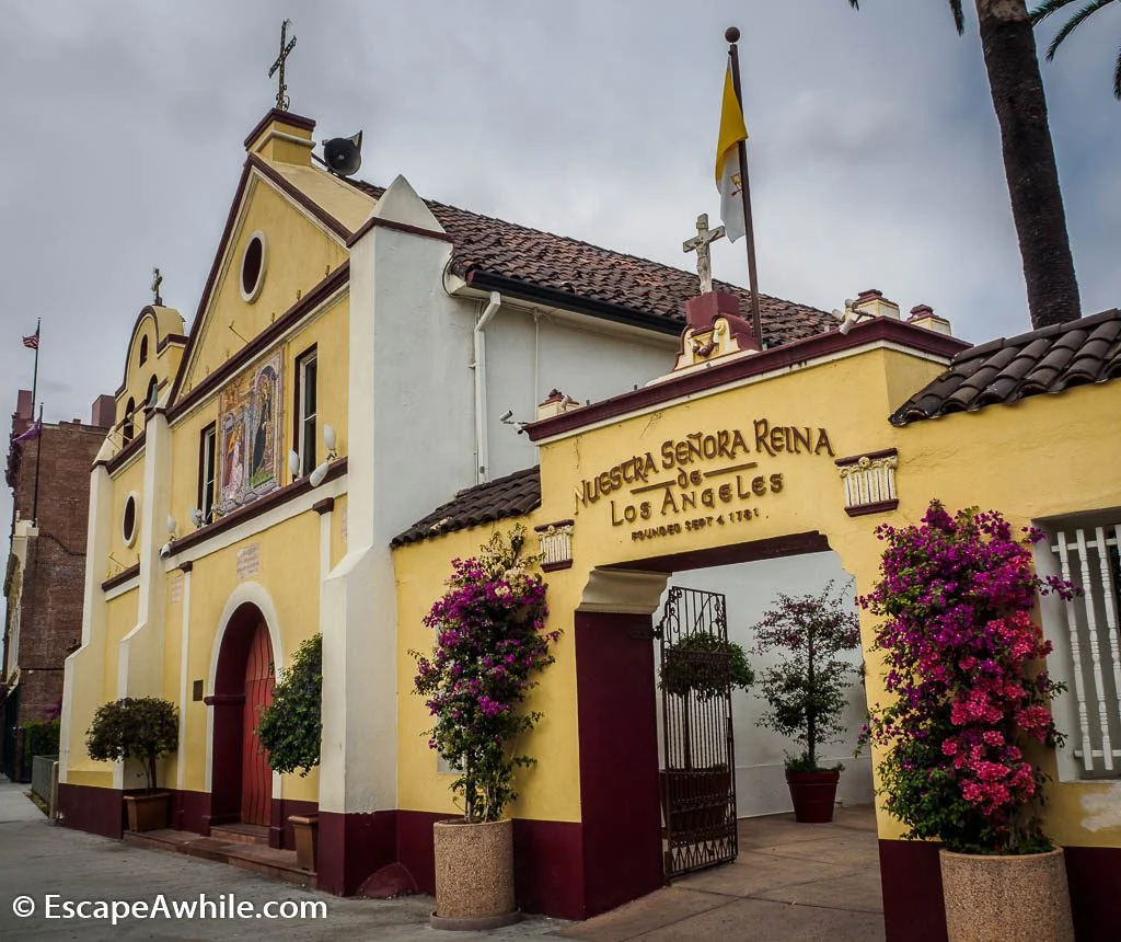 Nuestra Senora Reina in El Pueblo old town, Downtown LA, California, USA