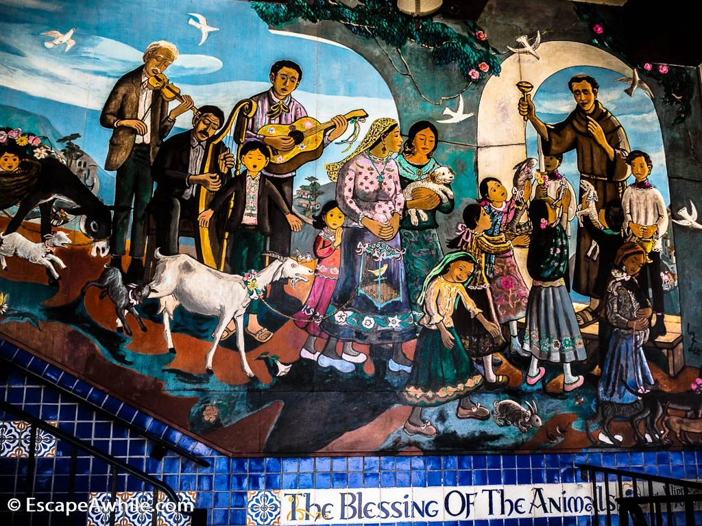 Town Hall mural, El Pueblo old town, Los Angeles, California, USA