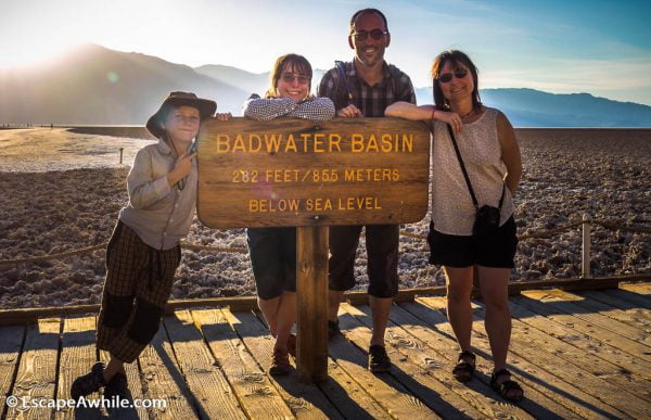 As the sign says: Badwater basin, at 85.5 meters below sea level the lowest point in US.