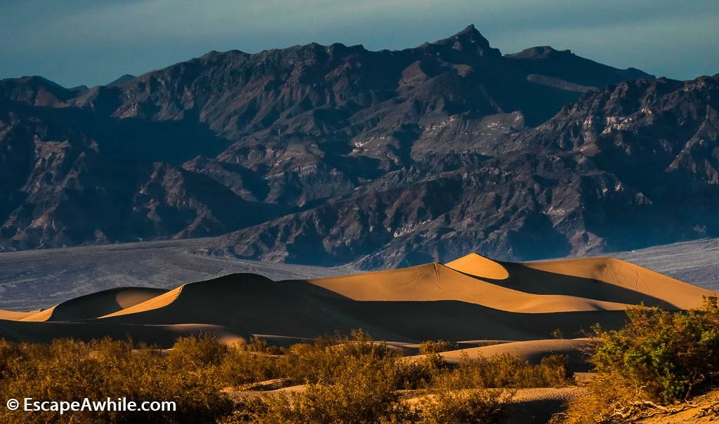 Mesquite Flat sand dunes in the sunset, Death Valley NP
