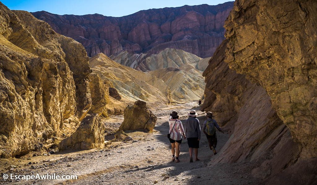 Golden Canyon and Red Cathedral stand to their names in the morning sun. Death Valley NP