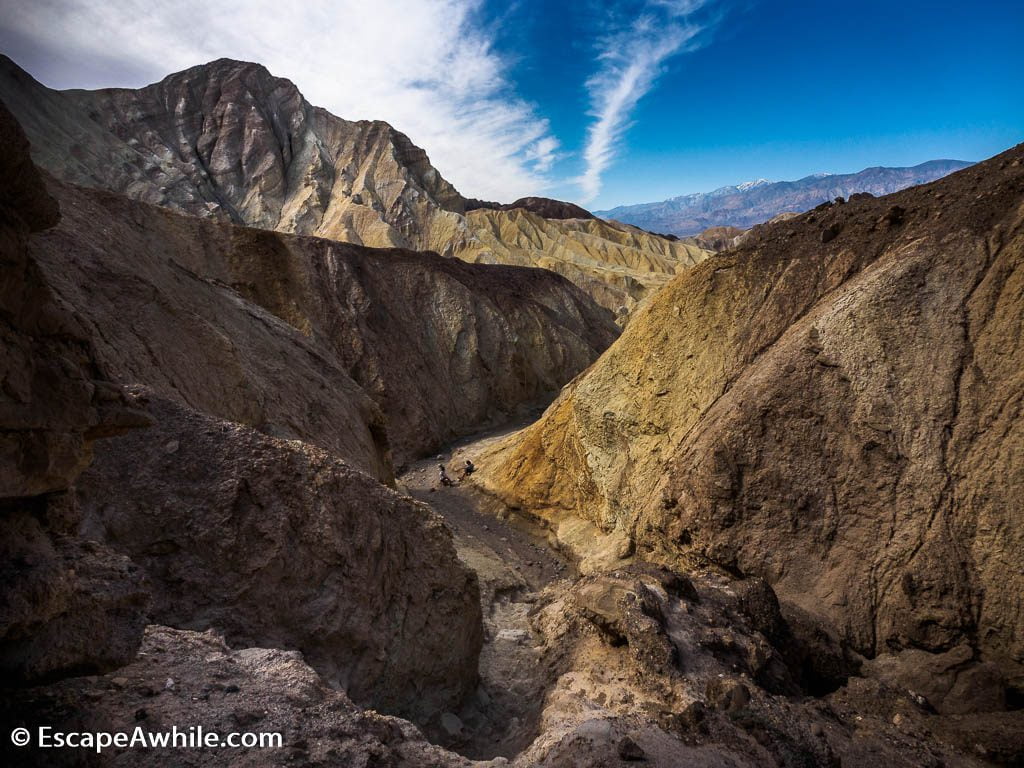 Views back over Golden Canyon from the bottom of Red Cathedral, Death Valley NP.