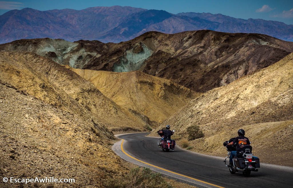 Artist drive, 9 mile / 15 km one way winding road amongst colourful rocks, Death Valley NP.