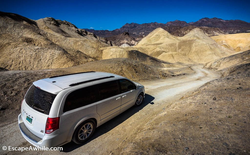 Unsealed 20 Mule Team Canyon drive is a low key alternative to the sealed Artist's drive. Scenery is only slightly less spectacular, there is no traffic and winding trough switchbacks in narrow canyons on an unsealed track feels more like the real deal.