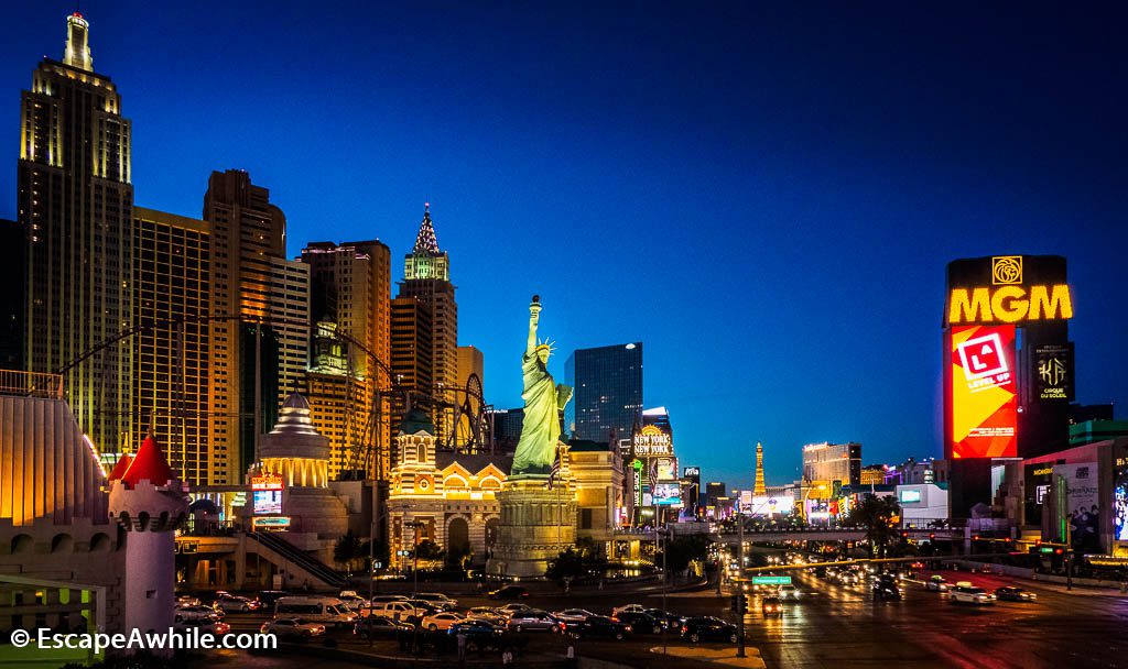 Las Vegas Boulevard, or "The Strip", at night.