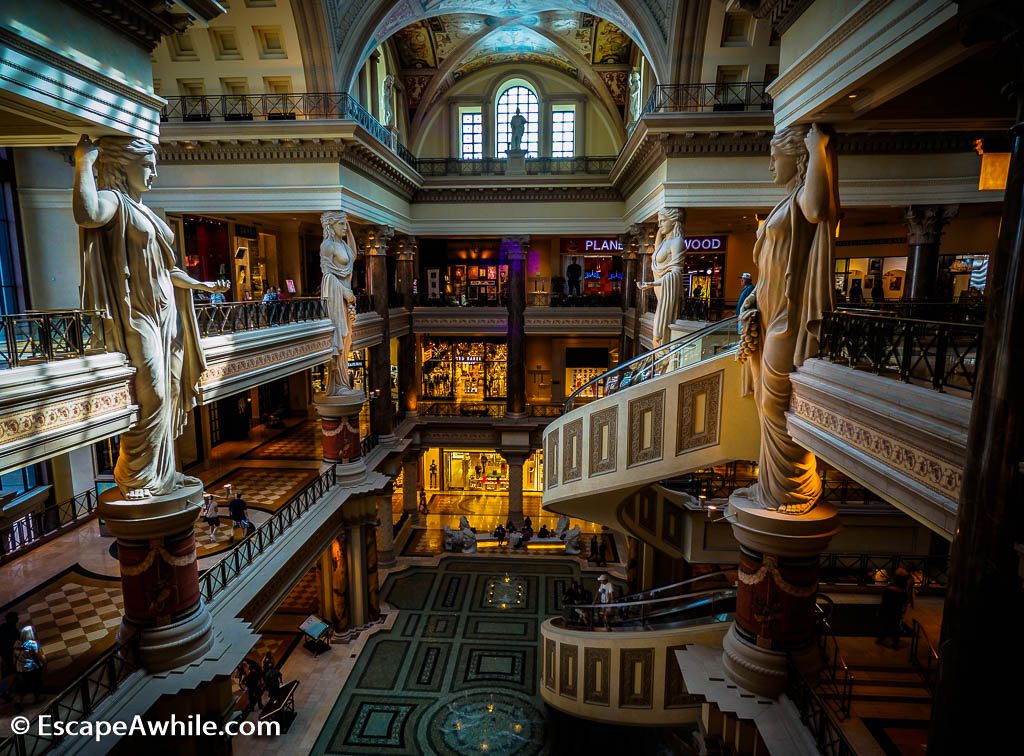 Roman themed interior of shopping mall at Caesar Forum shops, Las Vegas