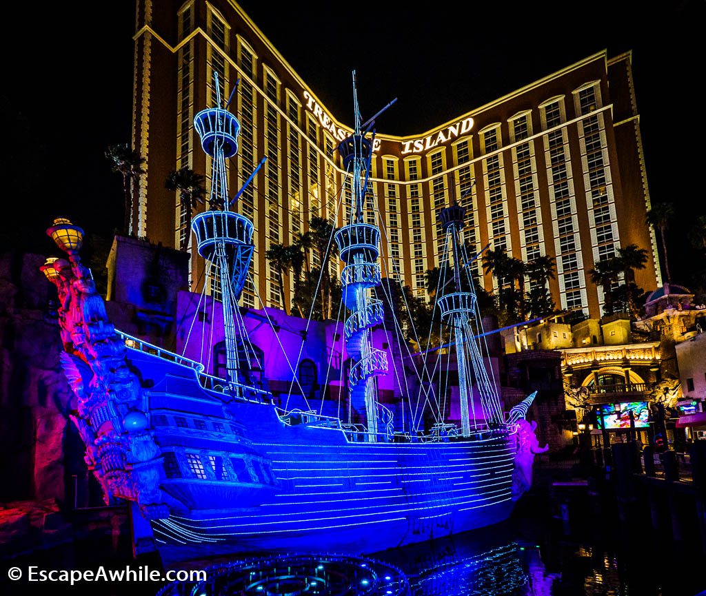 Treasure Island hotel in Las Vegas, complete with a pirate shipwreck.