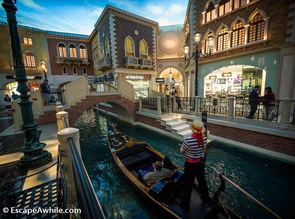 Grand Canal shopping mall in Venetian Hotel, Las Vegas, complete with gondola rides. I wonder if the Venice gondolas are also powered by motor, these days?