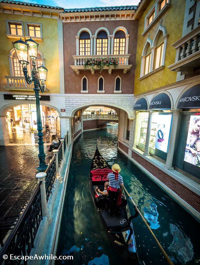Grand Canal shopping mall in Venetian Hotel, Las Vegas, complete with gondola rides. I wonder if the Venice gondolas are also powered by motor, these days?