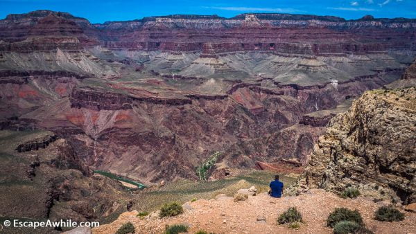 Views from the Skeleton Point, with a glimpse of Colorado river. South Kaibab Trail, South Rim, Grand Canyon, Arizona, USA