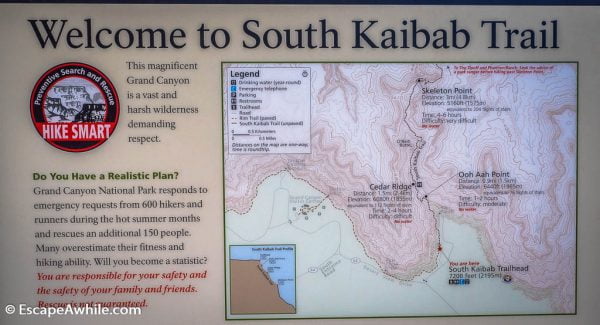 Welcome sign at South Kaibab Trail, South Rim, Grand Canyon, Arizona, USA