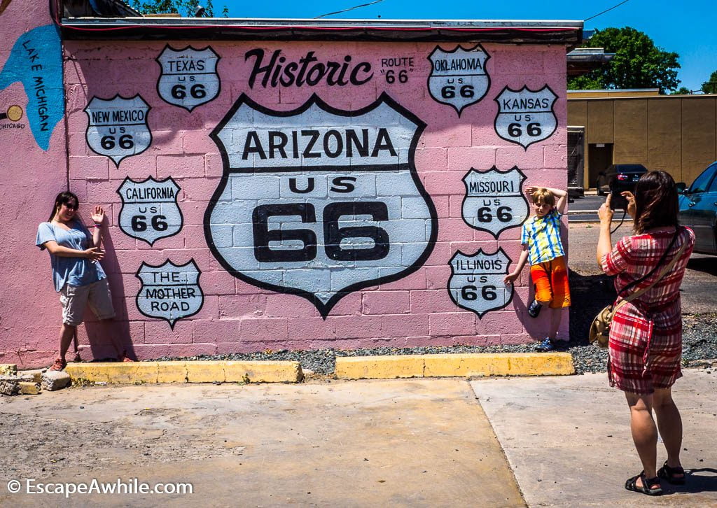 Route 66, mural in Holbrook, Arizona, USA