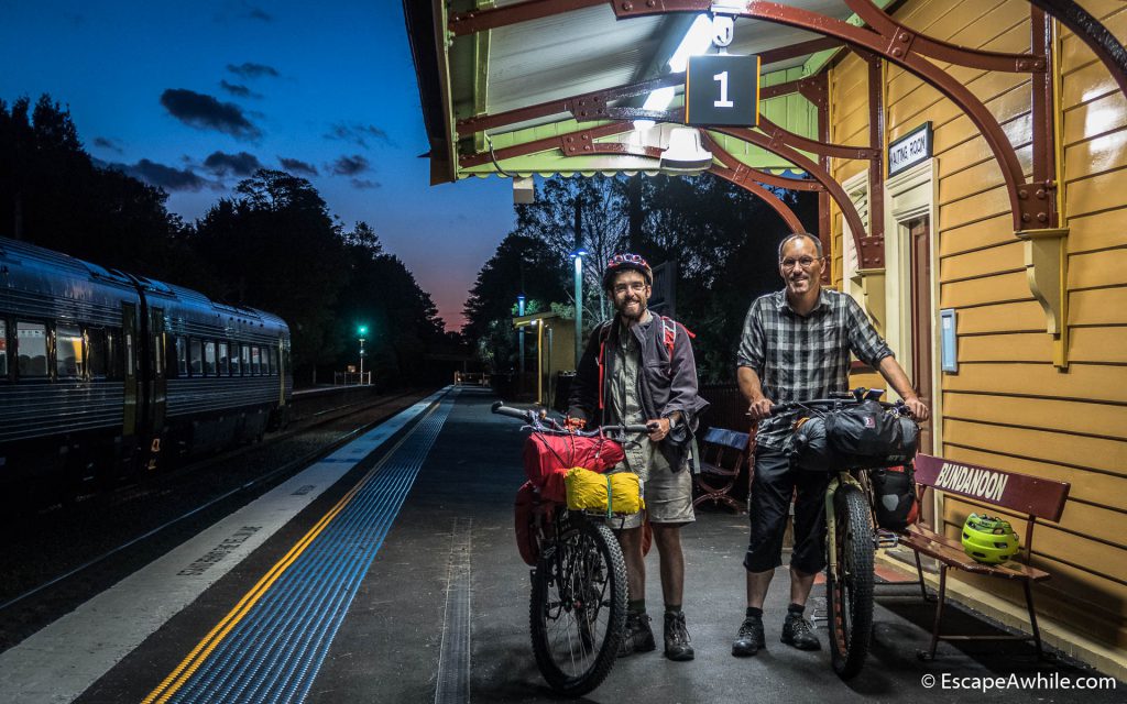 At the train station, ready to go