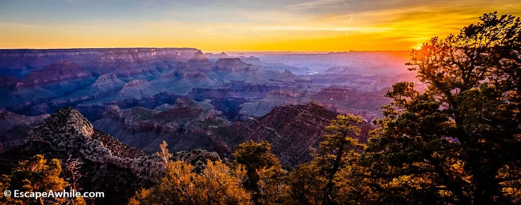 Sun rising at Grandview Point, Grand Canyon South Rim, Arizona, USA