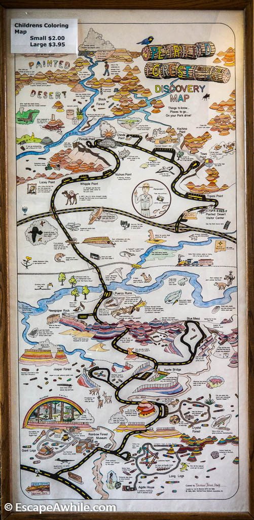 The best map of the park is the kids colouring discovery map. This one was coloured by the staff at visitors center.