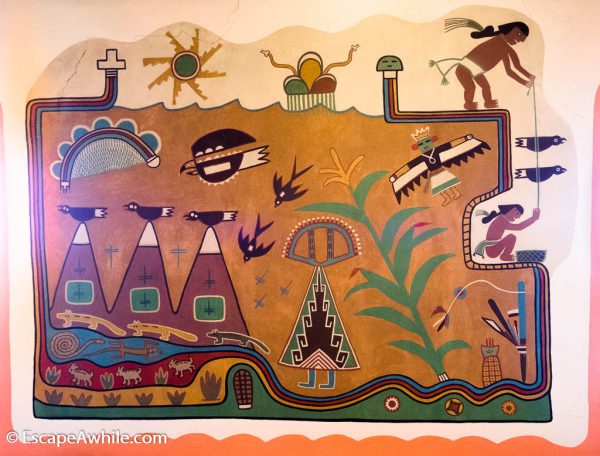 Wall murals in the Painted Desert Inn were painted by a renowned Hopi artist Fred Kabotie.