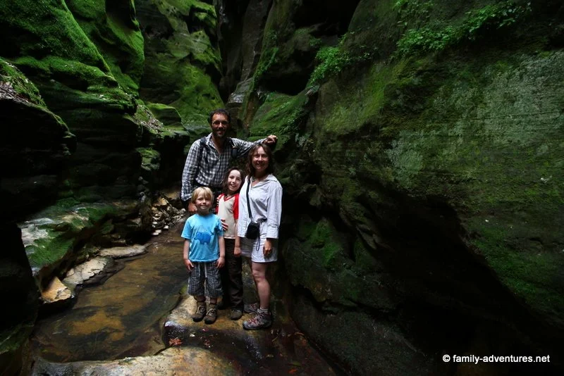 Family inside Warrumbah Creek Gorge